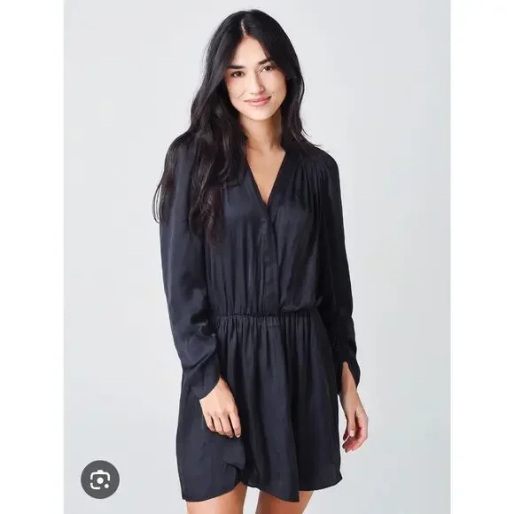 Zadig & Voltaire Womens Designer Navy Blue Satin Reveal Stain Dress Large - Picture 1 of 11